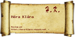 Héra Klára névjegykártya